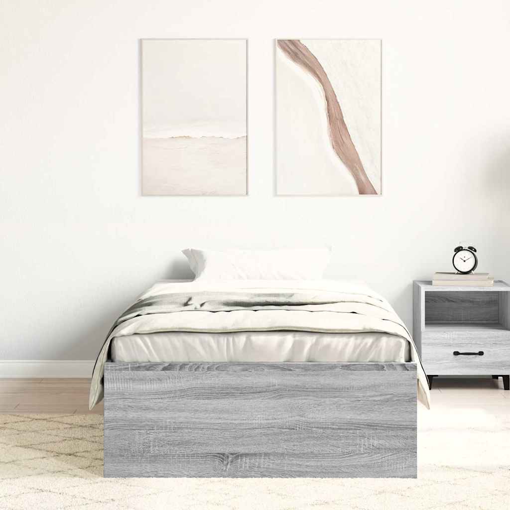 Bed Frame without Mattress Grey Sonoma 100x200 cm