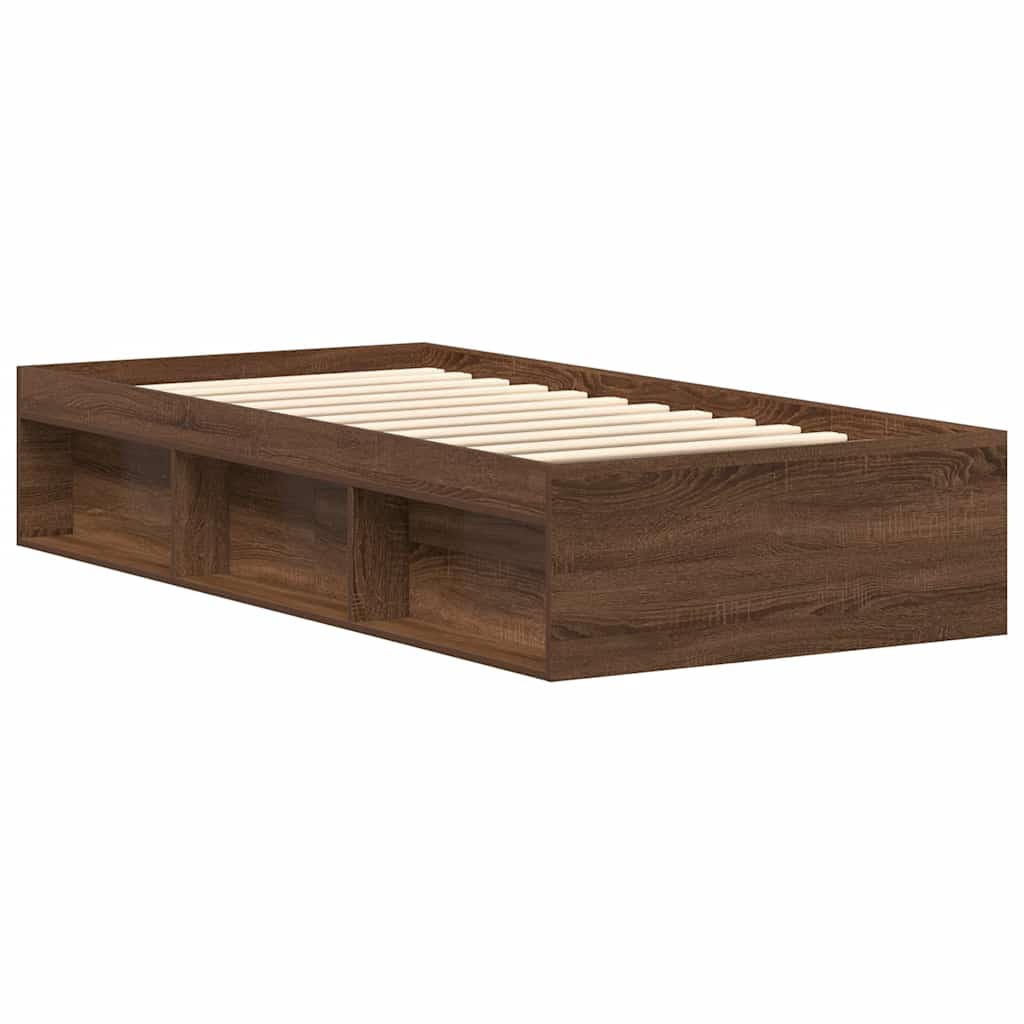 Bed Frame without Mattress Brown Oak 90x190 cm Single