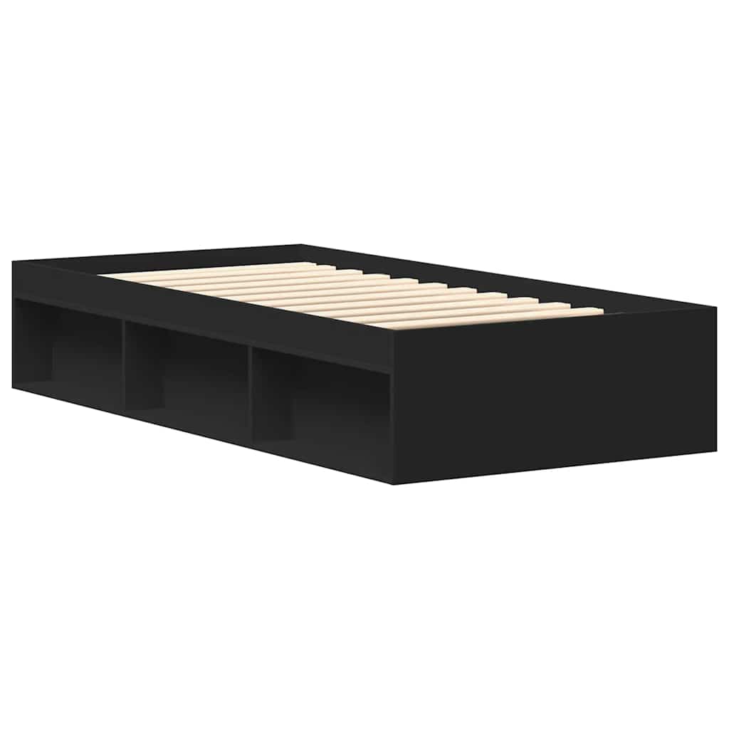 Bed Frame without Mattress Black 75x190 cm Small Single Small Single