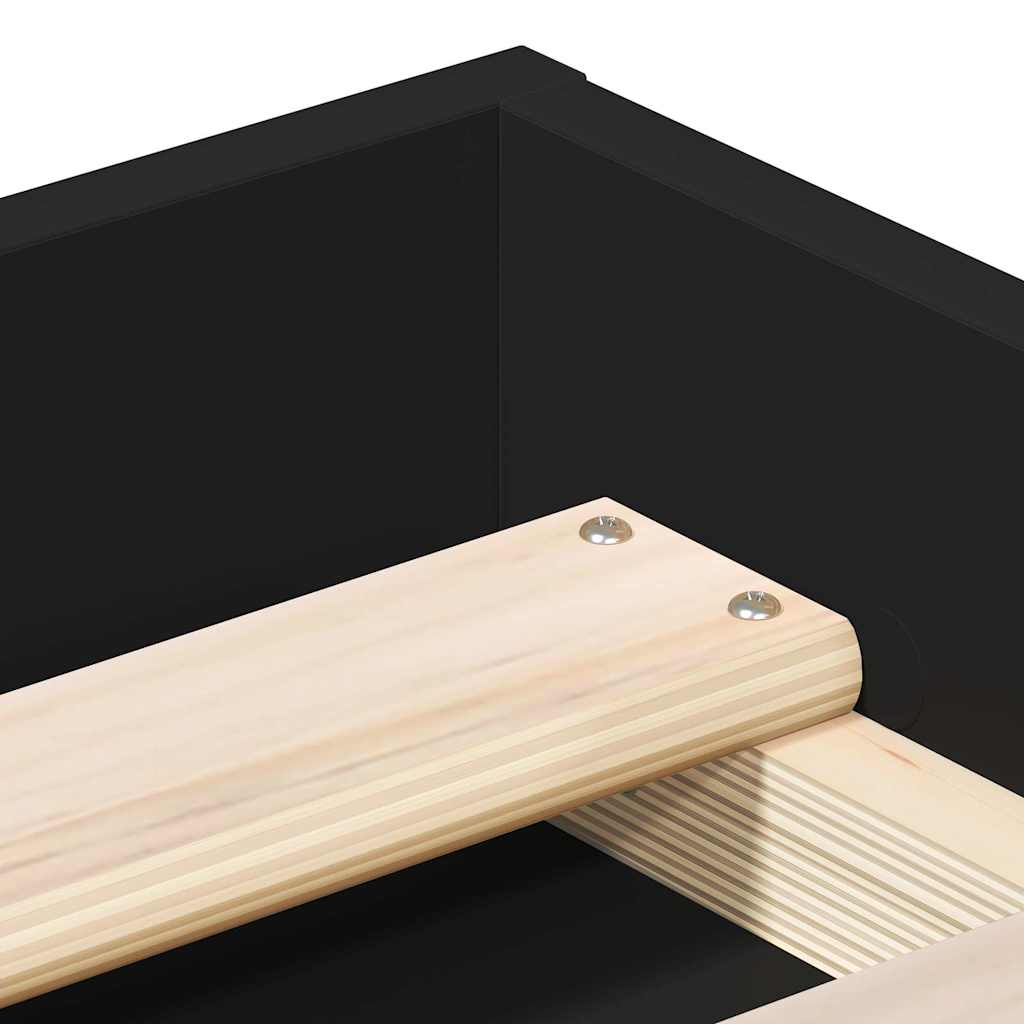 Bed Frame without Mattress Black 75x190 cm Small Single Small Single