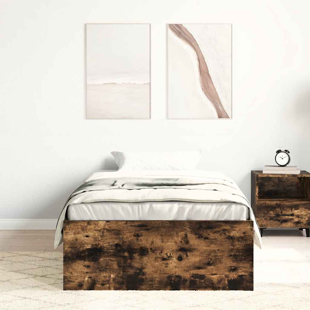 Bed Frame without Mattress Smoked Oak 75x190 cm Small Single Small Single