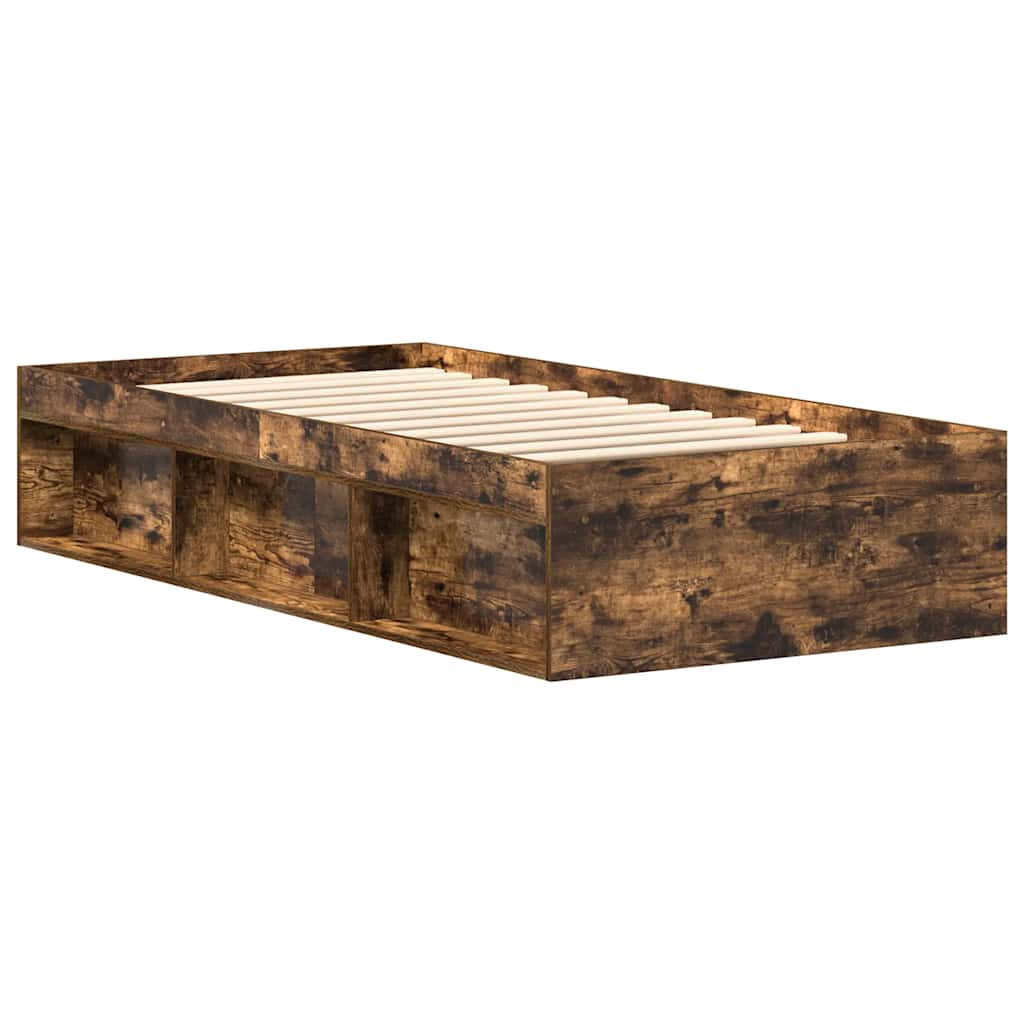 Bed Frame without Mattress Smoked Oak 75x190 cm Small Single Small Single
