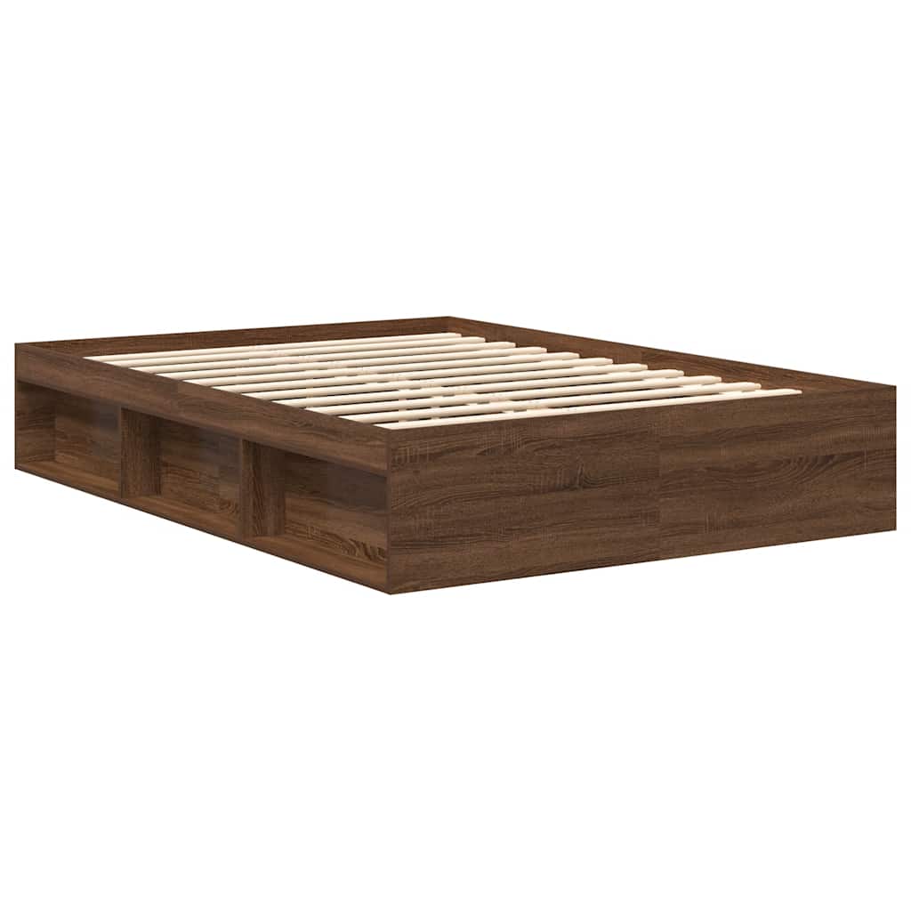 Bed Frame without Mattress Brown Oak 120x200 cm
