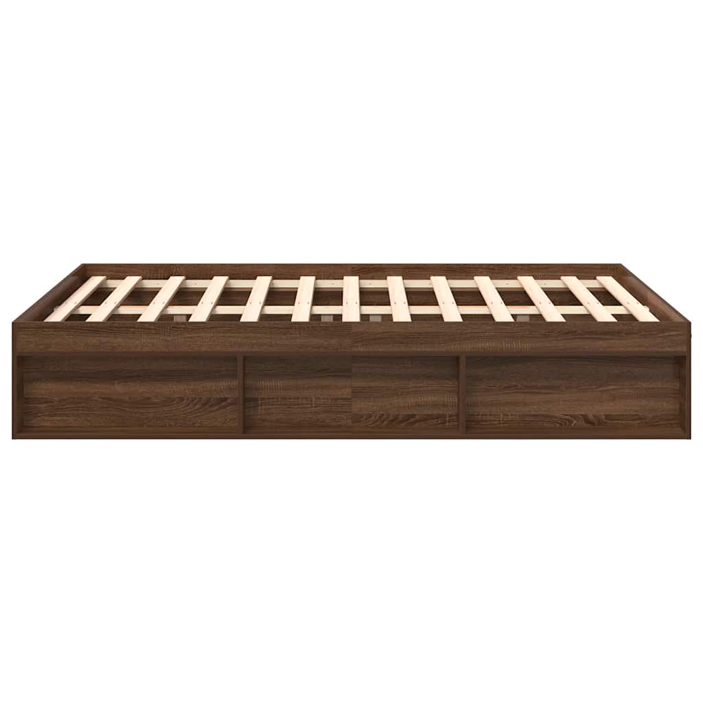 Bed Frame without Mattress Brown Oak 140x200 cm