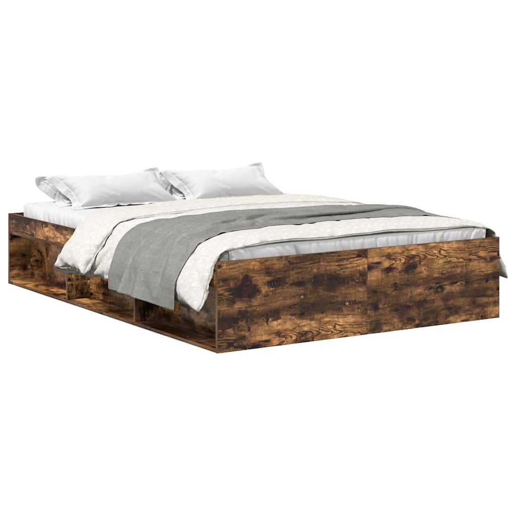 Bed Frame without Mattress Smoked Oak 160x200 cm