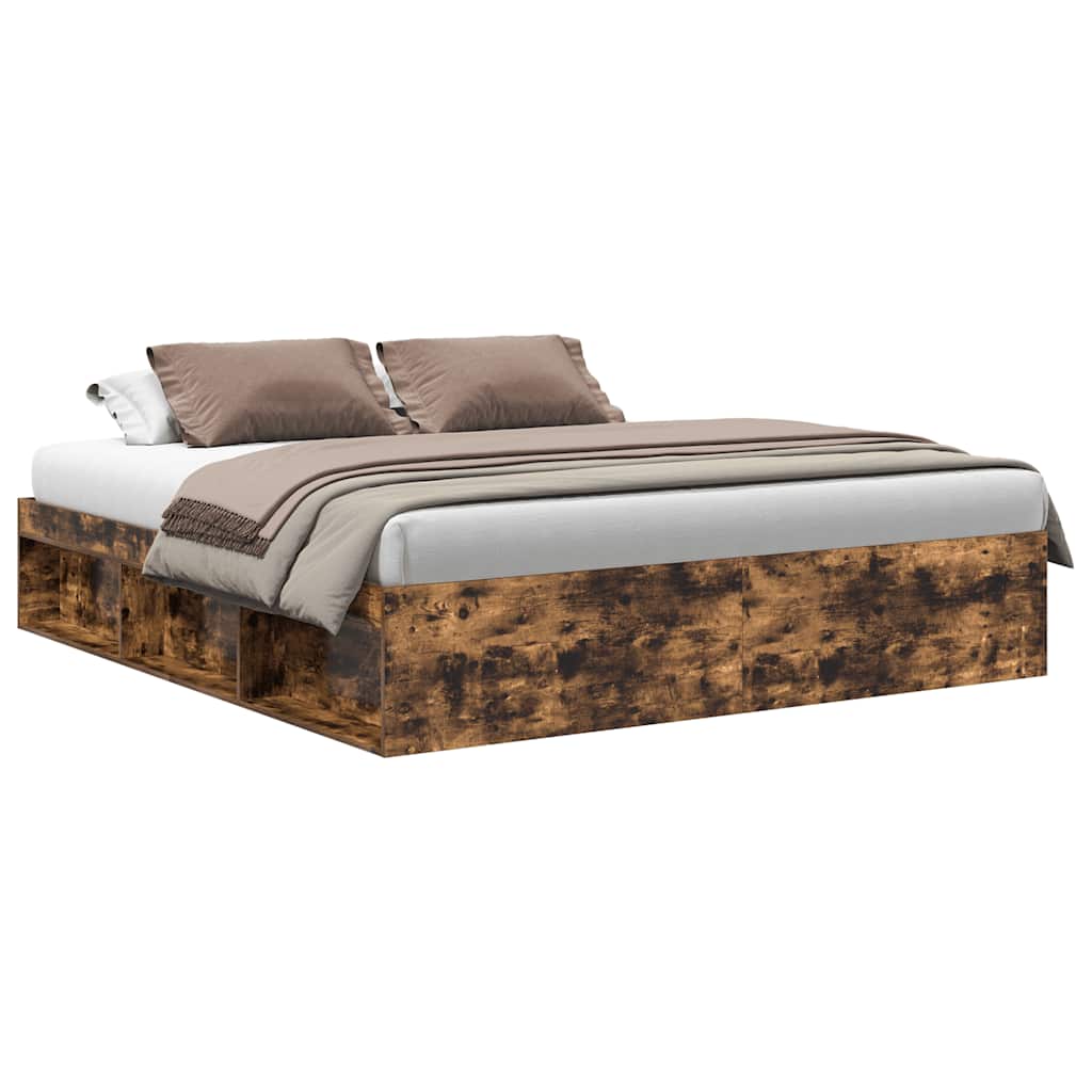 Bed Frame without Mattress Smoked Oak 200x200 cm
