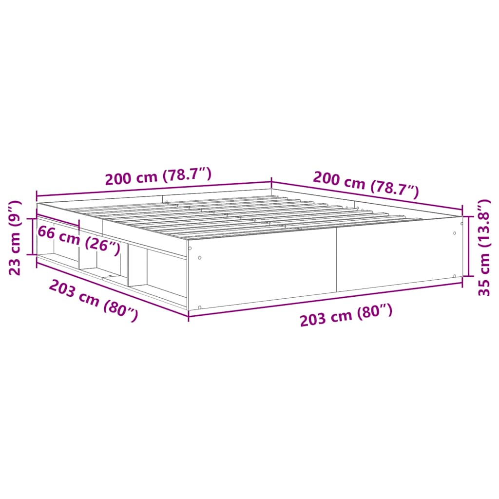 Bed Frame without Mattress Grey Sonoma 200x200 cm