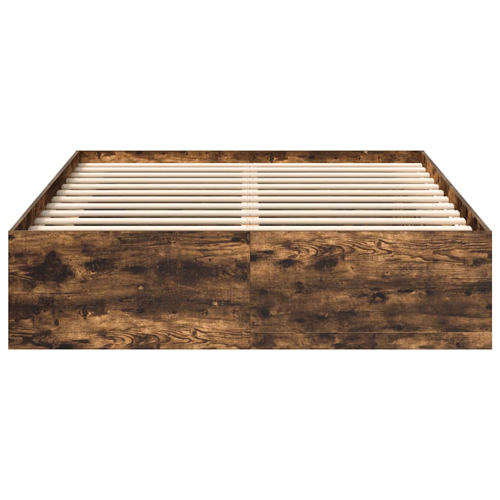Bed Frame without Mattress Smoked Oak 140x190 cm