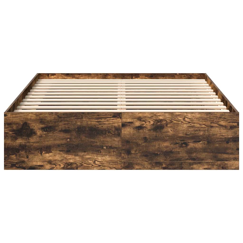 Bed Frame without Mattress Smoked Oak 140x190 cm