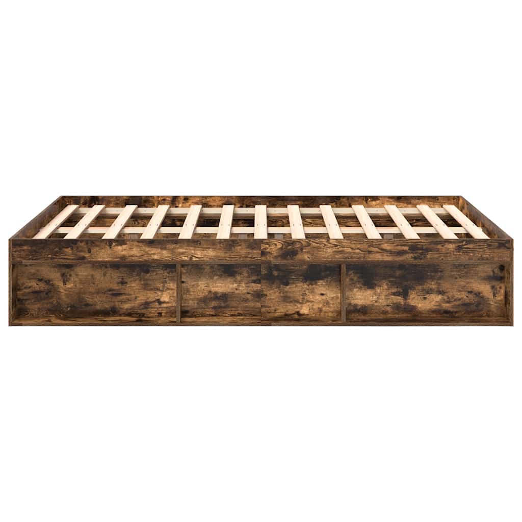 Bed Frame without Mattress Smoked Oak 140x190 cm