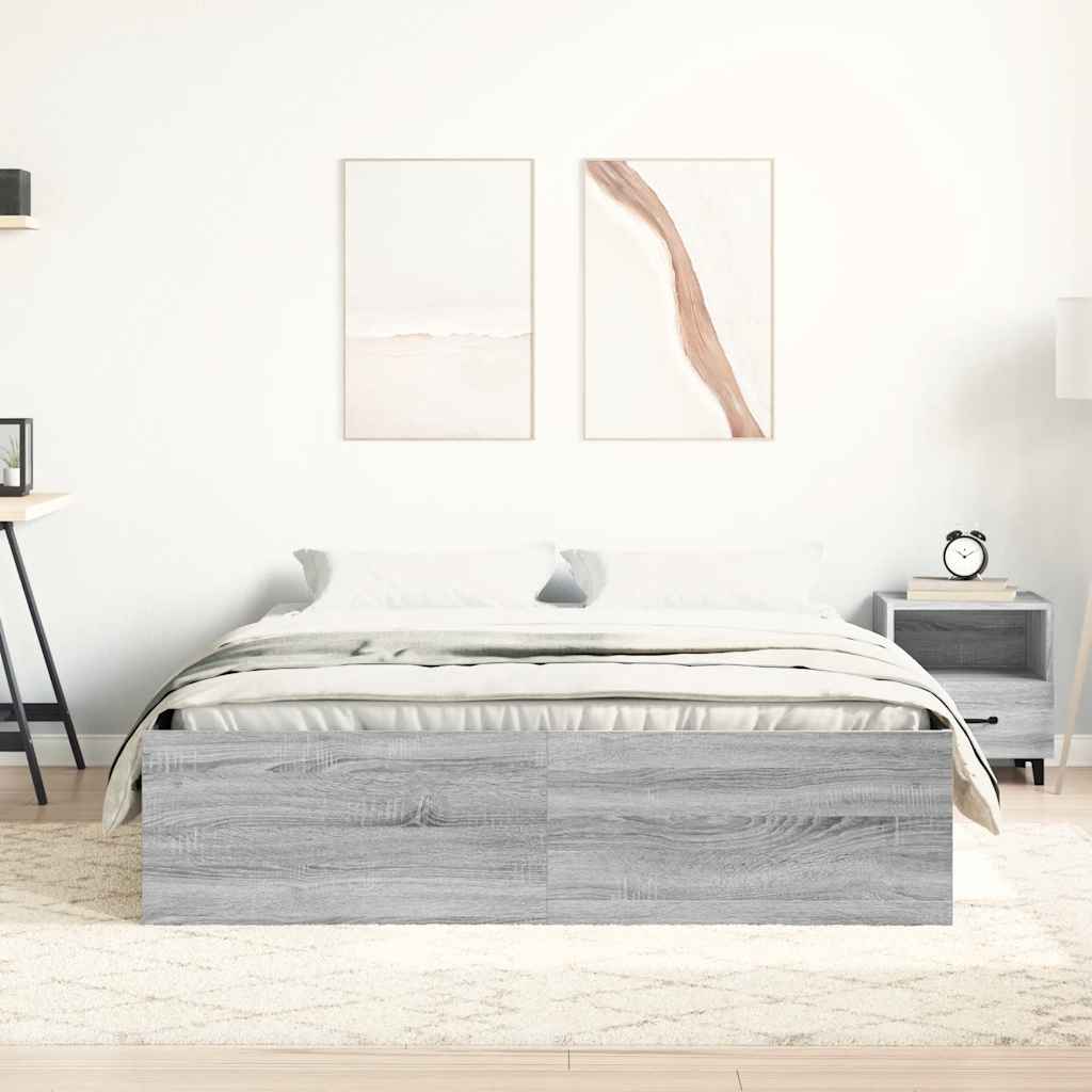 Bed Frame without Mattress Grey Sonoma 140x190 cm