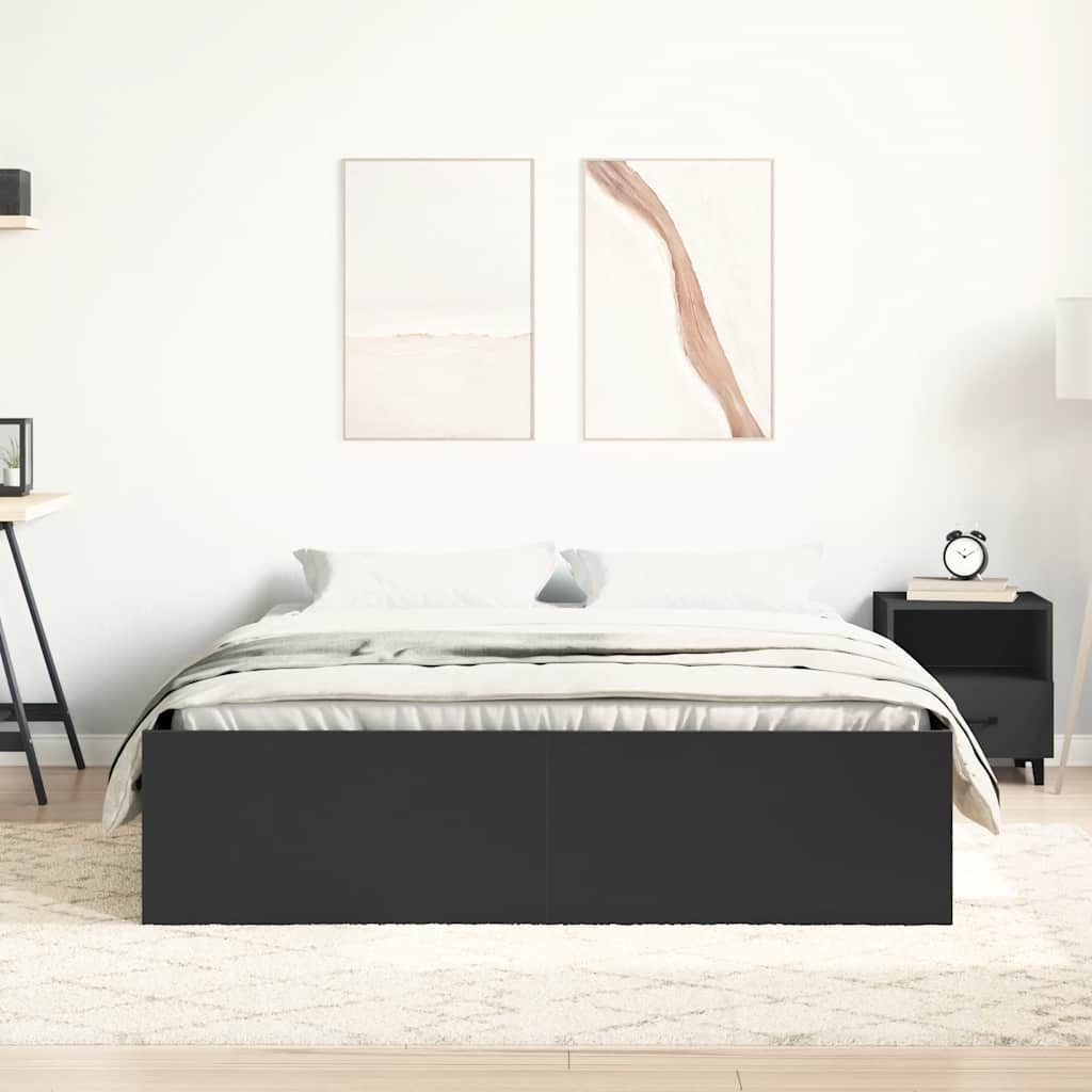 Bed Frame without Mattress Black 135x190 cm Double Double