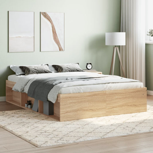 vidaXL Bed Frame without Mattress Sonoma Oak 135x190 cm Double Double