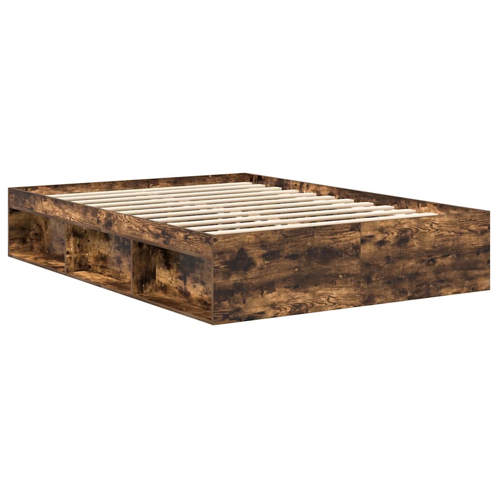 Bed Frame without Mattress Smoked Oak 135x190 cm Double Double