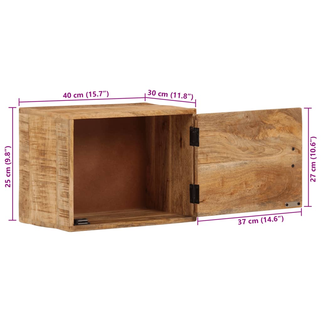 vidaXL Wall-mounted Bedside Cabinet 40x30x25 cm Solid Wood Mango