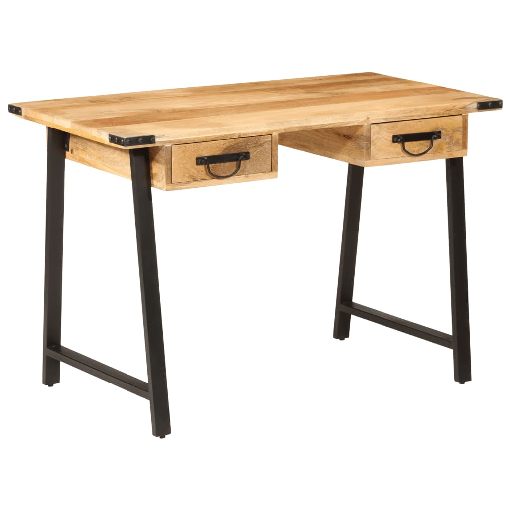 Desk with Drawers 105x55x70 cm Solid Wood Mango and Iron