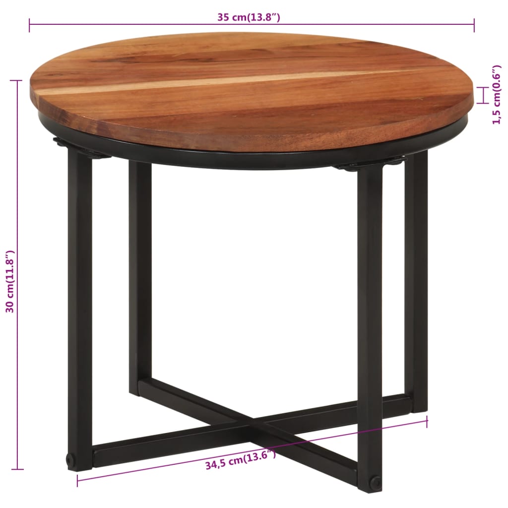 Coffee Table 35x35x30 cm Solid Wood Acacia and Iron
