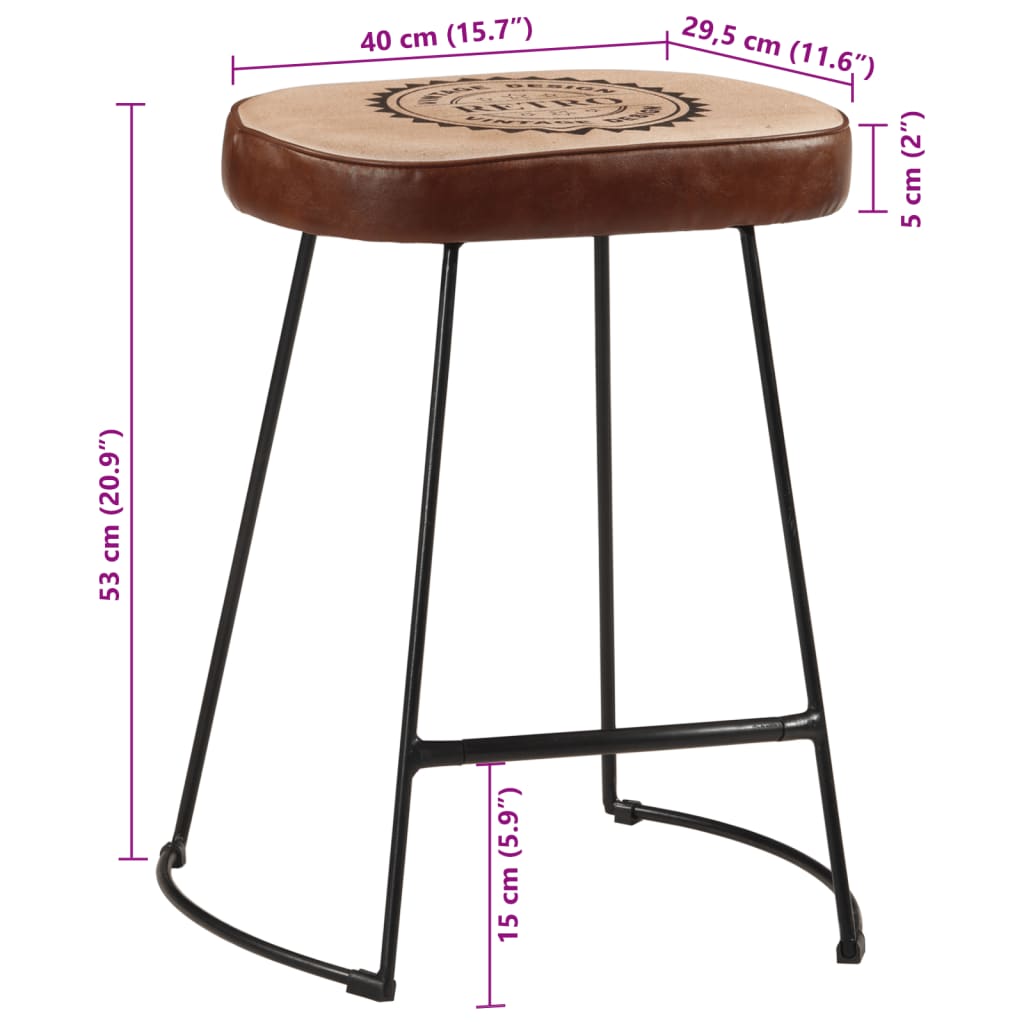 vidaXL Bar Stools 2 pcs Dark Brown 40x29.5x53 cm