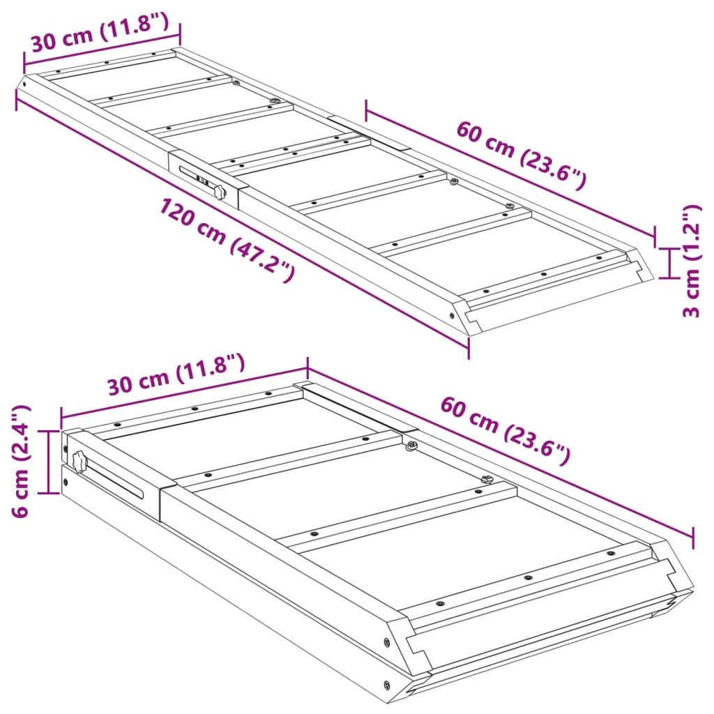 Dog Ramp Grey 120x30 cm Solid Wood Fir