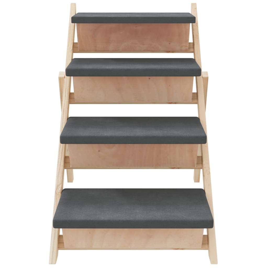 vidaXL Dog Stair Grey 105x47 cm Solid Wood Fir