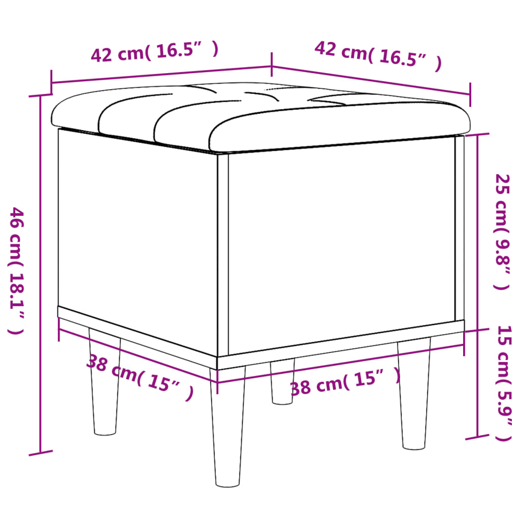 vidaXL Storage Bench Smoked Oak 42x42x46 cm Engineered Wood