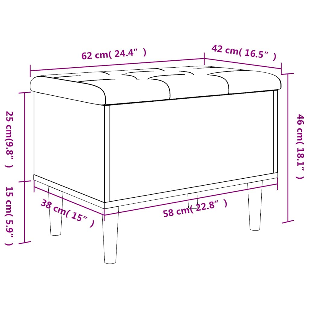 Storage Bench Smoked Oak 62x42x46 cm Engineered Wood