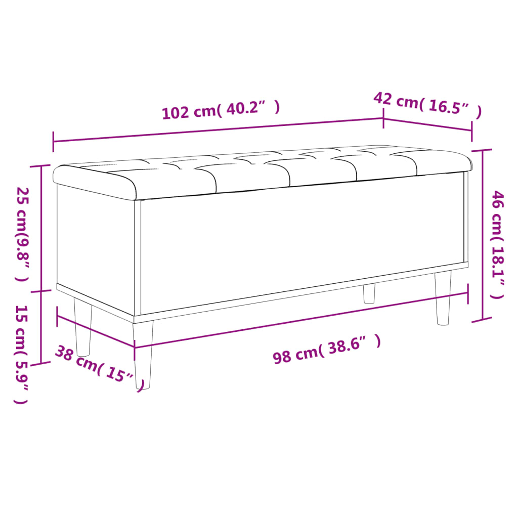 vidaXL Storage Bench White 102x42x46 cm Engineered Wood