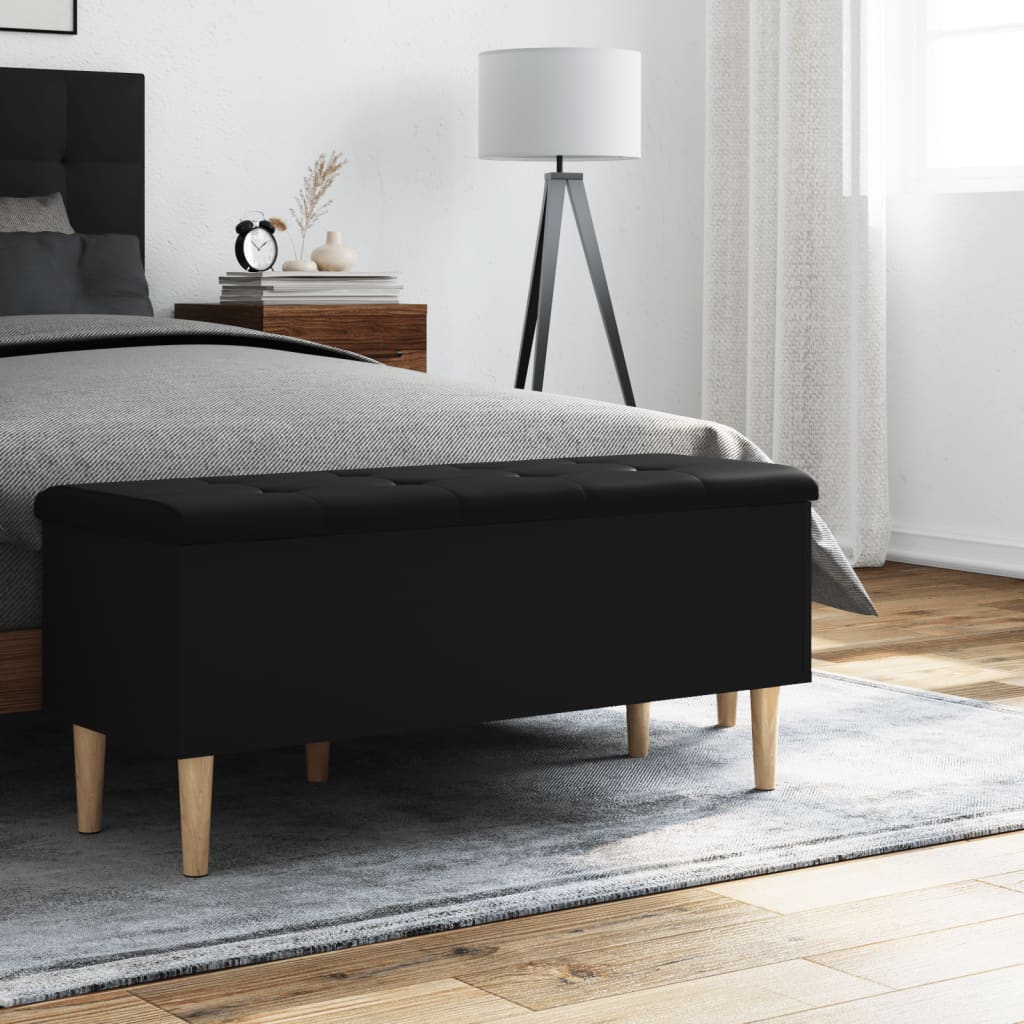 vidaXL Storage Bench Black 102x42x46 cm Engineered Wood