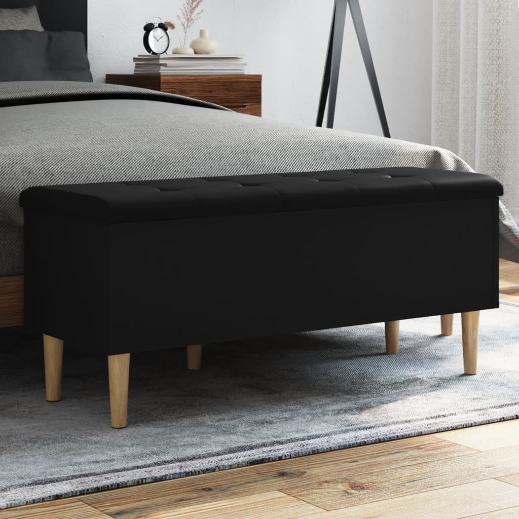 vidaXL Storage Bench Black 102x42x46 cm Engineered Wood