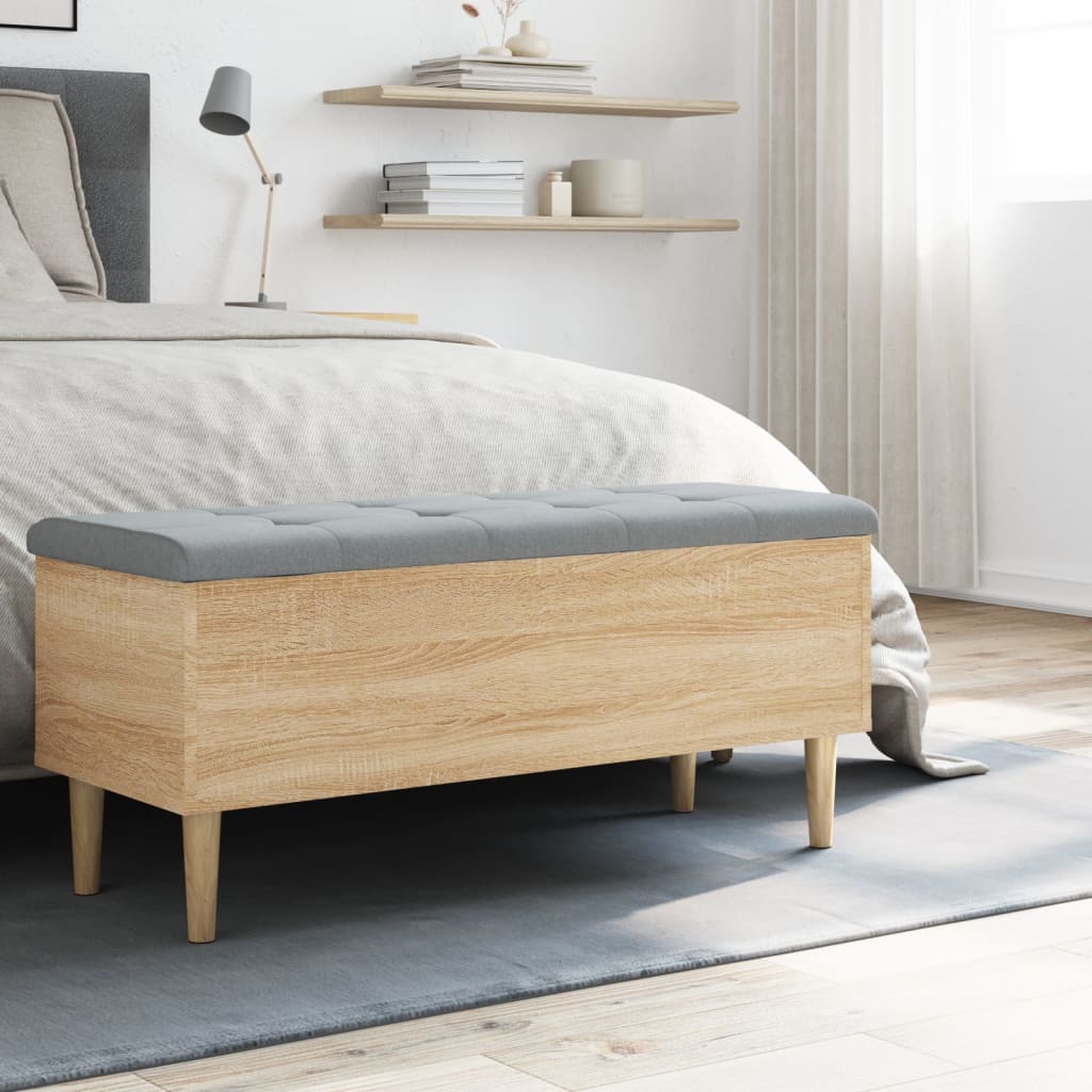 vidaXL Storage Bench Sonoma Oak 102x42x46 cm Engineered Wood