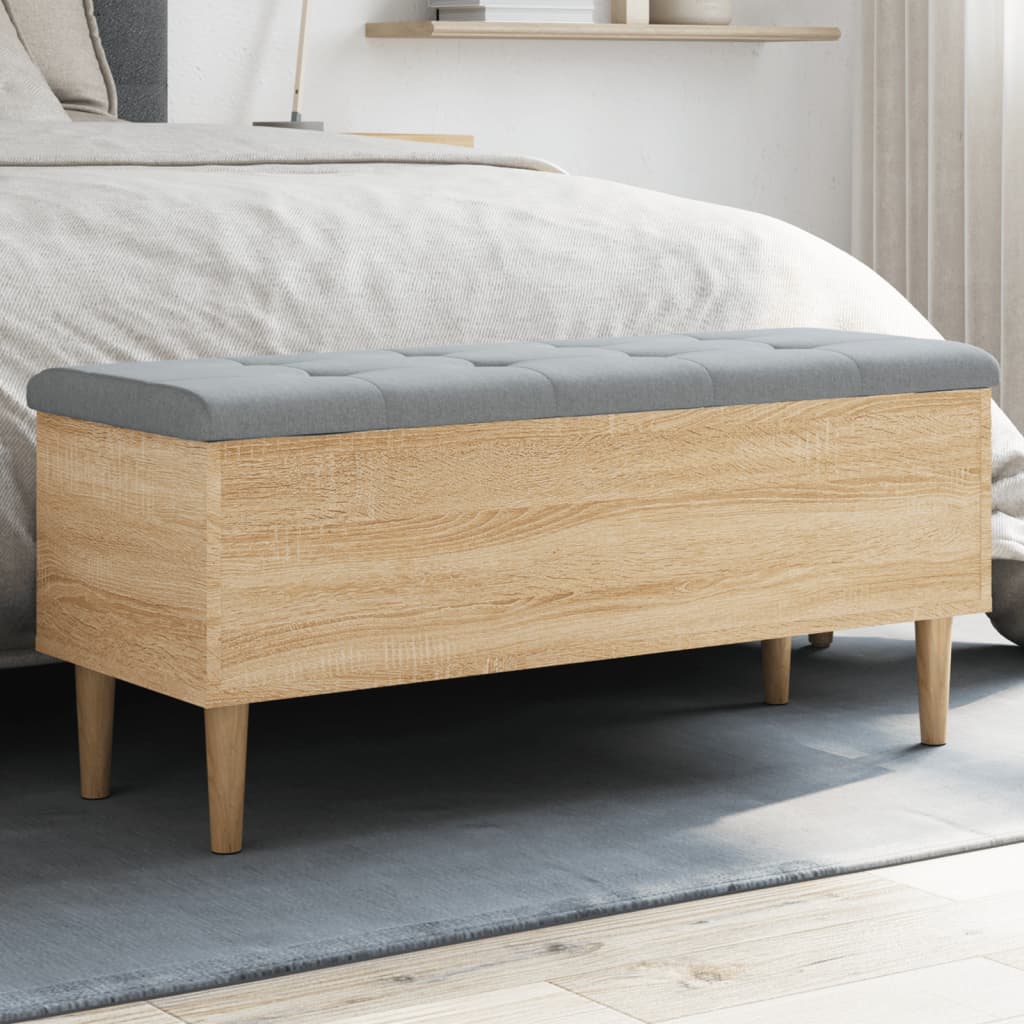 vidaXL Storage Bench Sonoma Oak 102x42x46 cm Engineered Wood