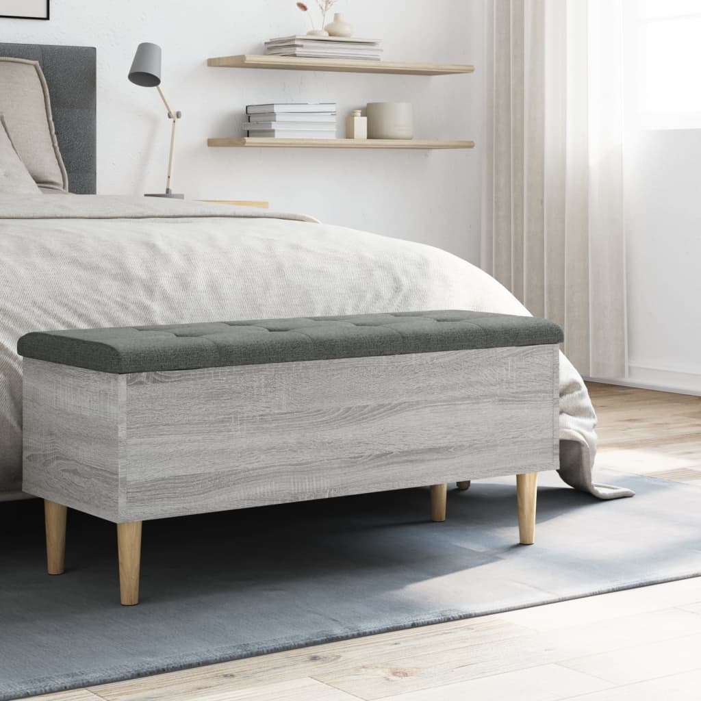 vidaXL Storage Bench Grey Sonoma 102x42x46 cm Engineered Wood