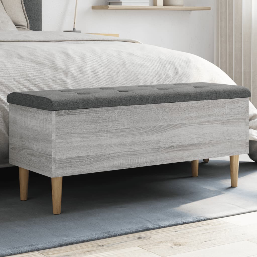 vidaXL Storage Bench Grey Sonoma 102x42x46 cm Engineered Wood