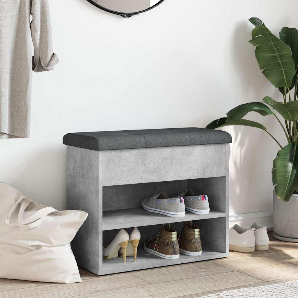 Shoe Bench Concrete Grey 62x32x50 cm Engineered Wood