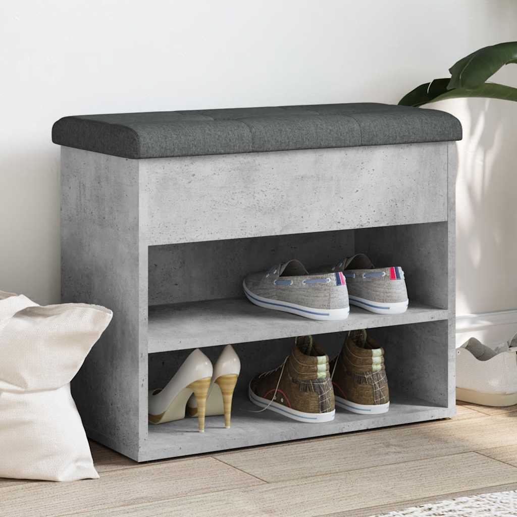 Shoe Bench Concrete Grey 62x32x50 cm Engineered Wood