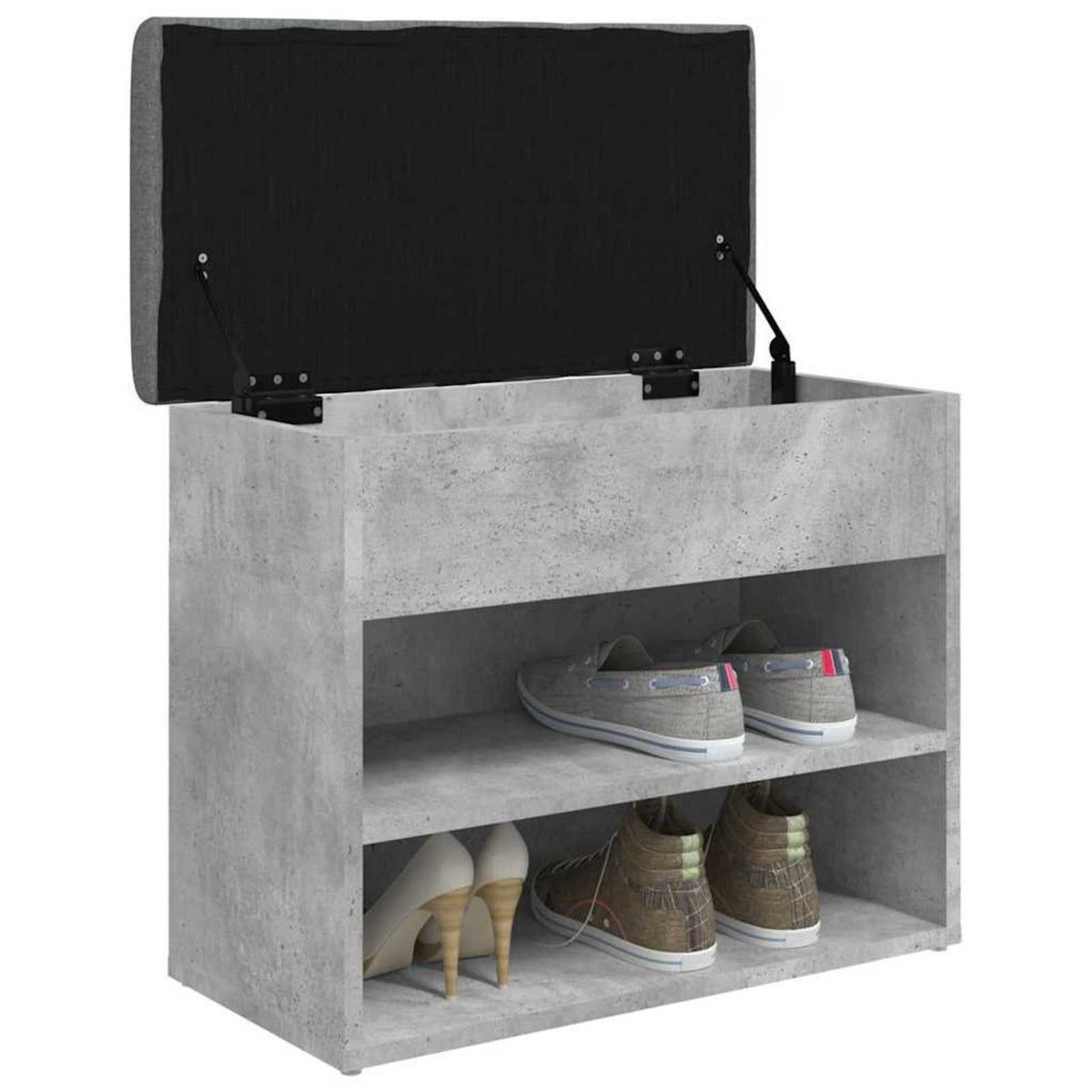 Shoe Bench Concrete Grey 62x32x50 cm Engineered Wood