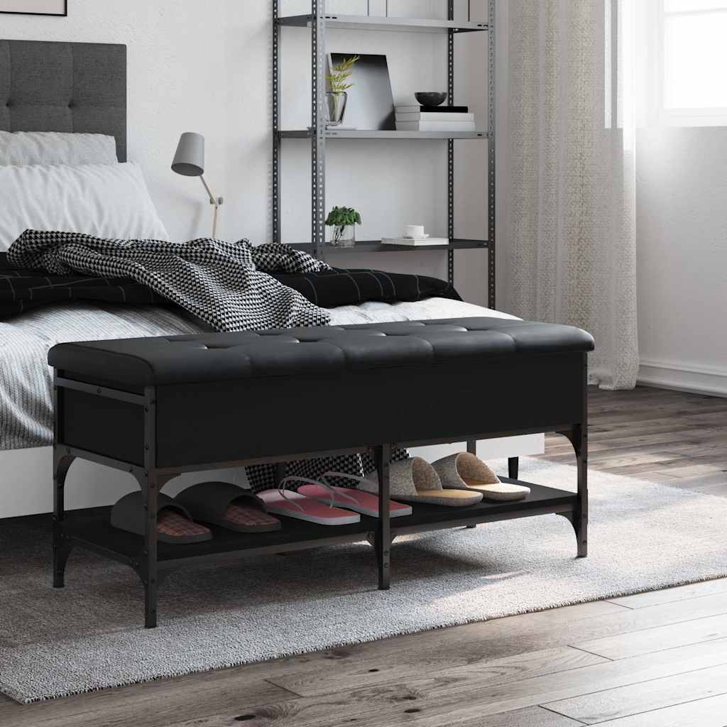 Shoe Bench Black 102x42x45 cm Engineered Wood