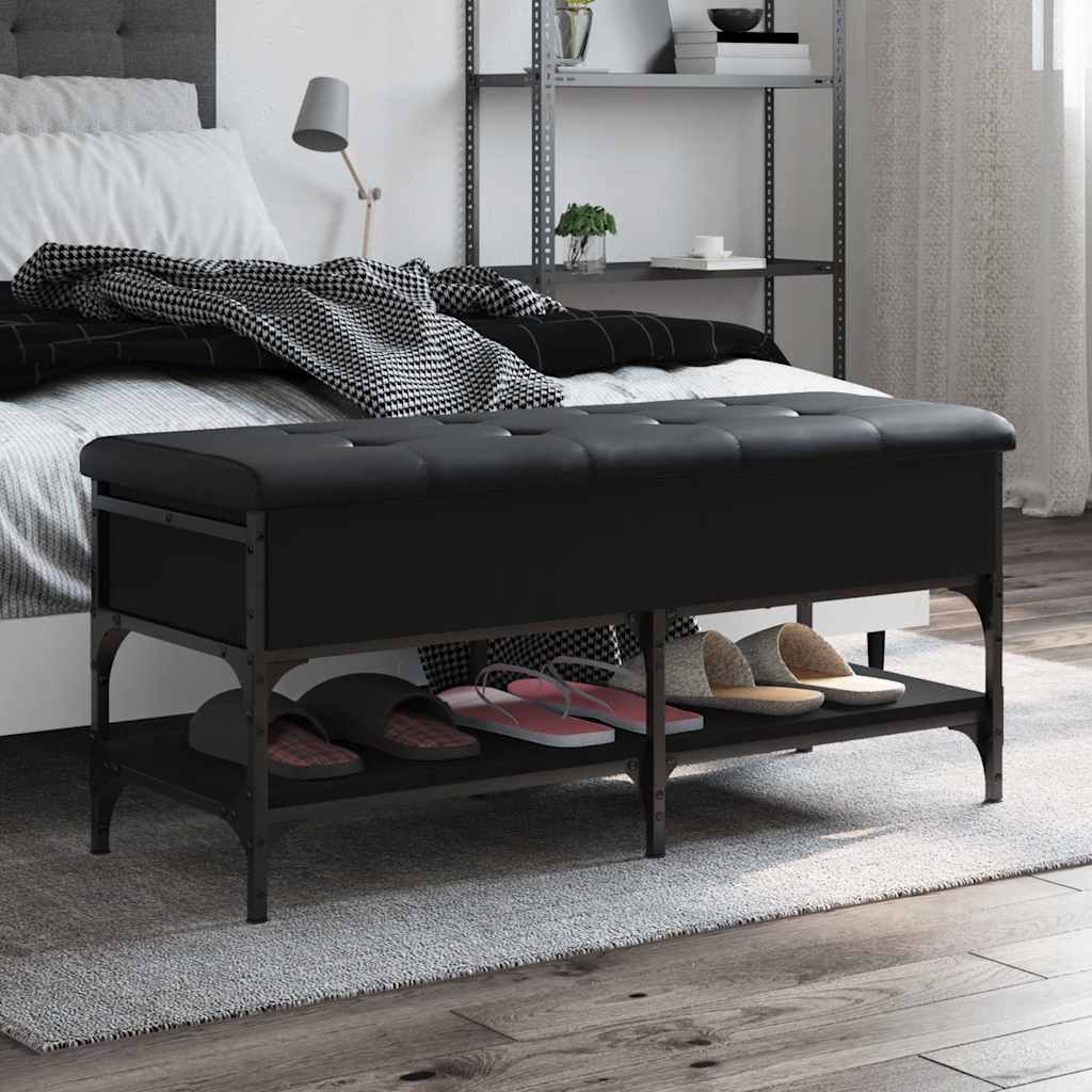 Shoe Bench Black 102x42x45 cm Engineered Wood