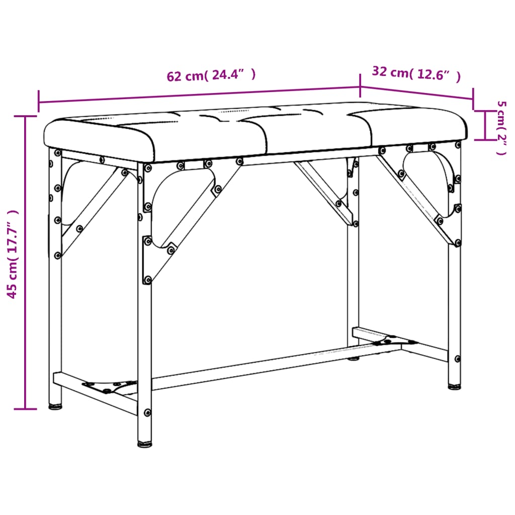 vidaXL Dining Bench Light Grey 62x32x45 cm Steel and Fabric