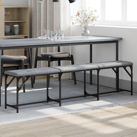 Dining Bench Light Grey 186x32x45 cm Steel and Fabric