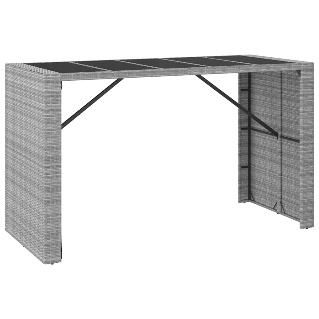 9 Piece Garden Bar Set with Cushions Grey Poly Rattan