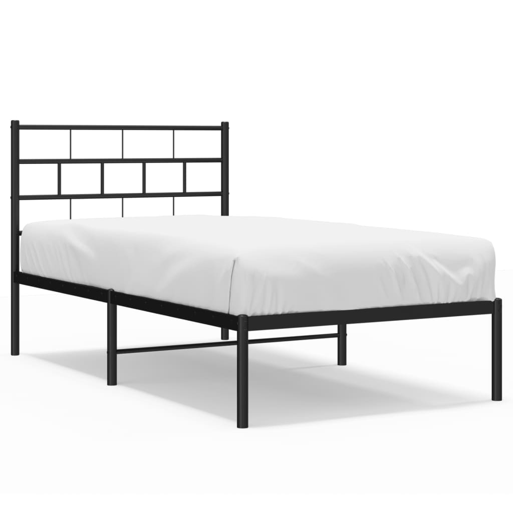 vidaXL Metal Bed Frame without Mattress with Headboard Black 90x200cm