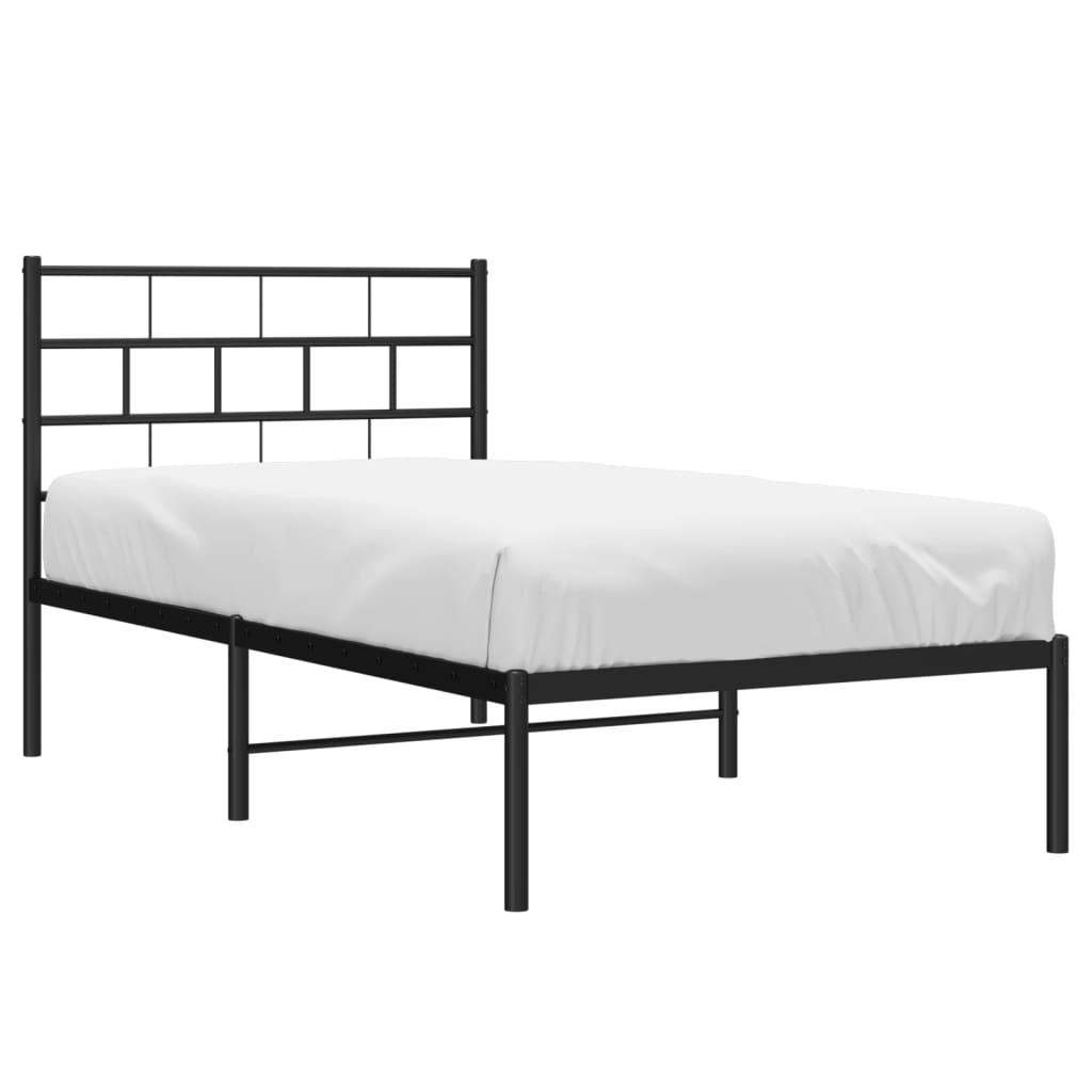 vidaXL Metal Bed Frame without Mattress with Headboard Black 90x200cm