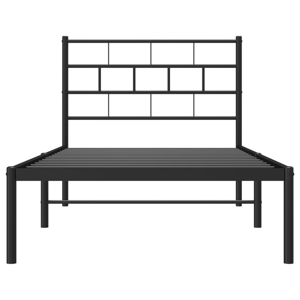 vidaXL Metal Bed Frame without Mattress with Headboard Black 90x200cm