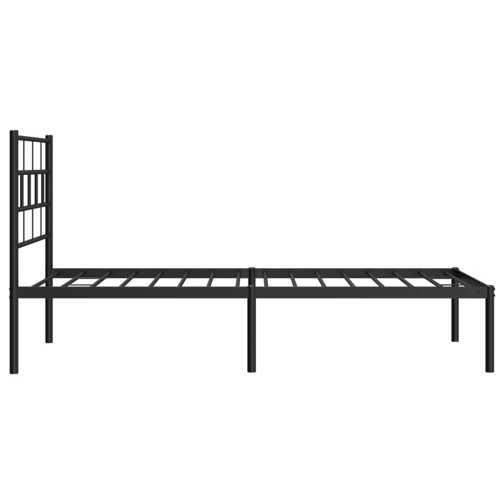 vidaXL Metal Bed Frame without Mattress with Headboard Black 90x200cm