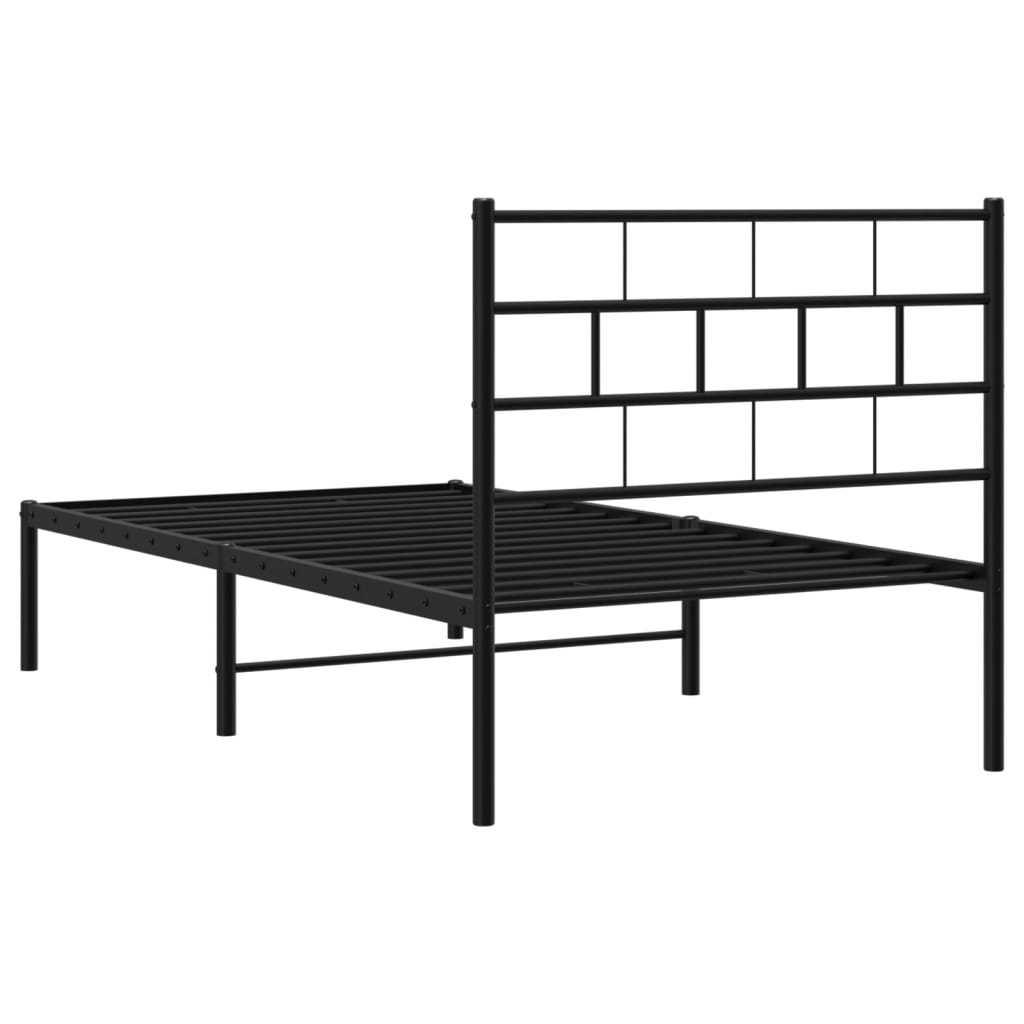 vidaXL Metal Bed Frame without Mattress with Headboard Black 90x200cm