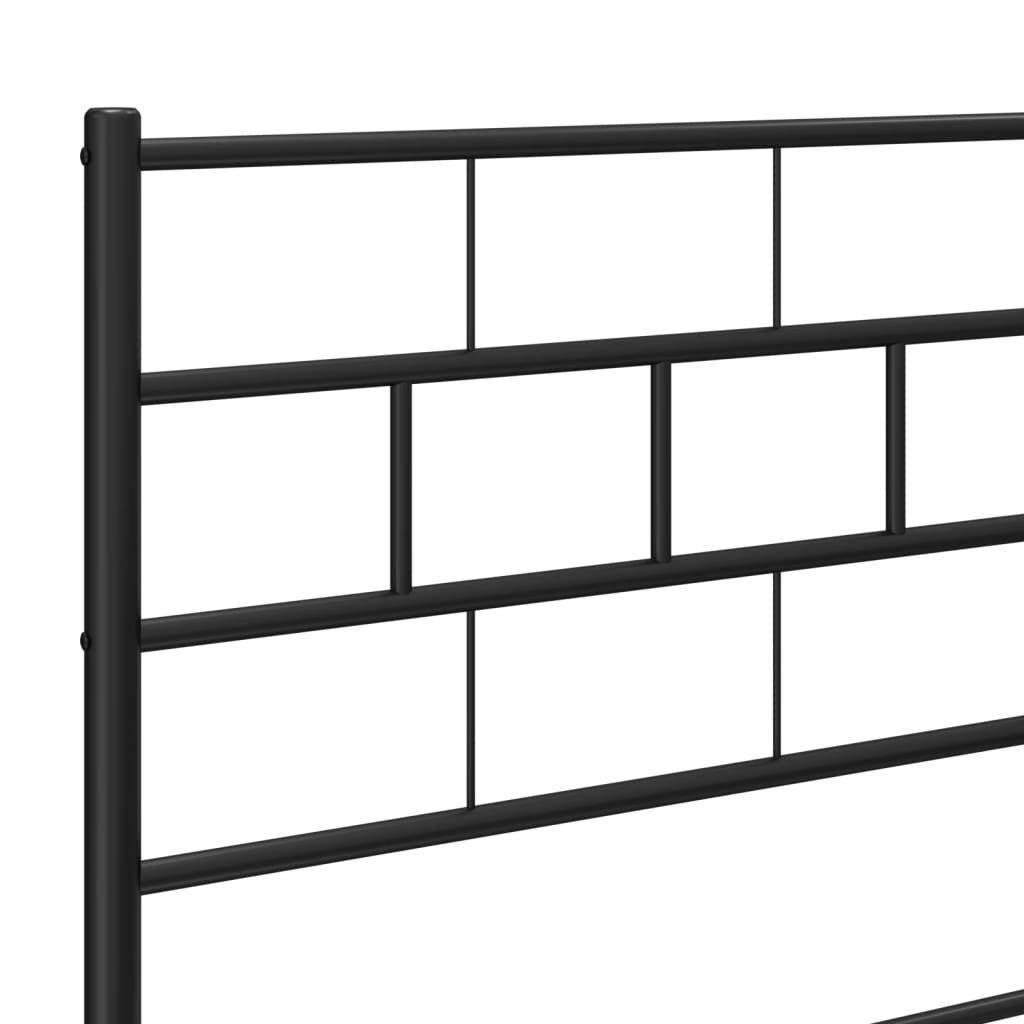 vidaXL Metal Bed Frame without Mattress with Headboard Black 90x200cm