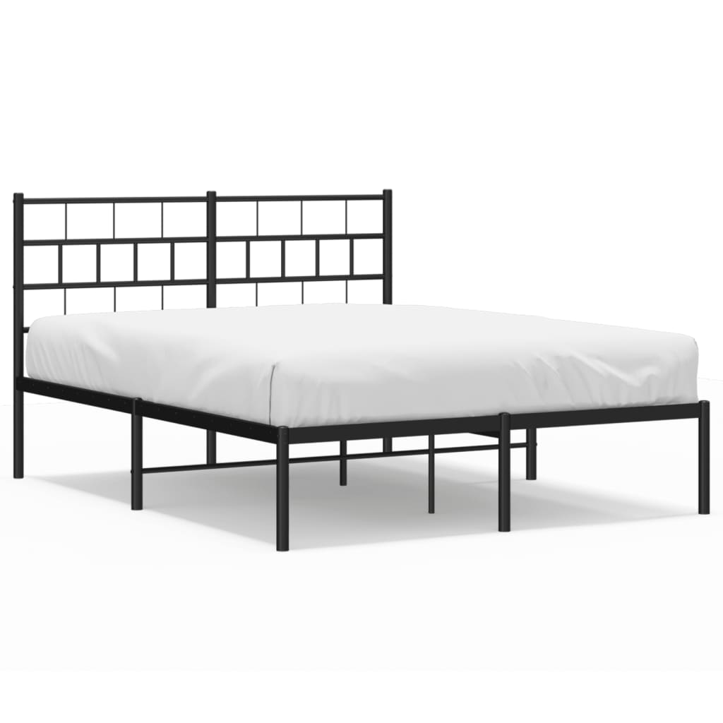 vidaXL Metal Bed Frame without Mattress with Headboard Black 120x190cm