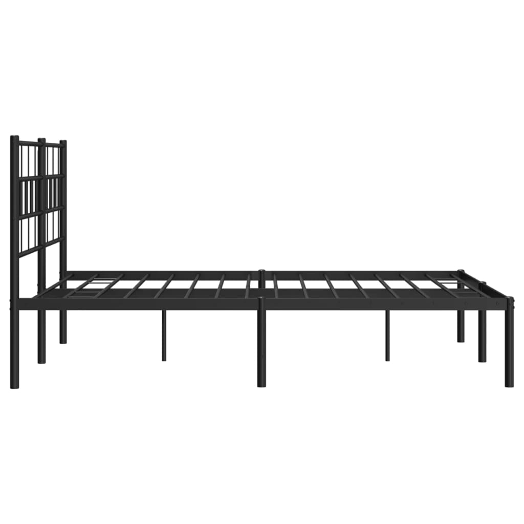 vidaXL Metal Bed Frame without Mattress with Headboard Black 120x190cm