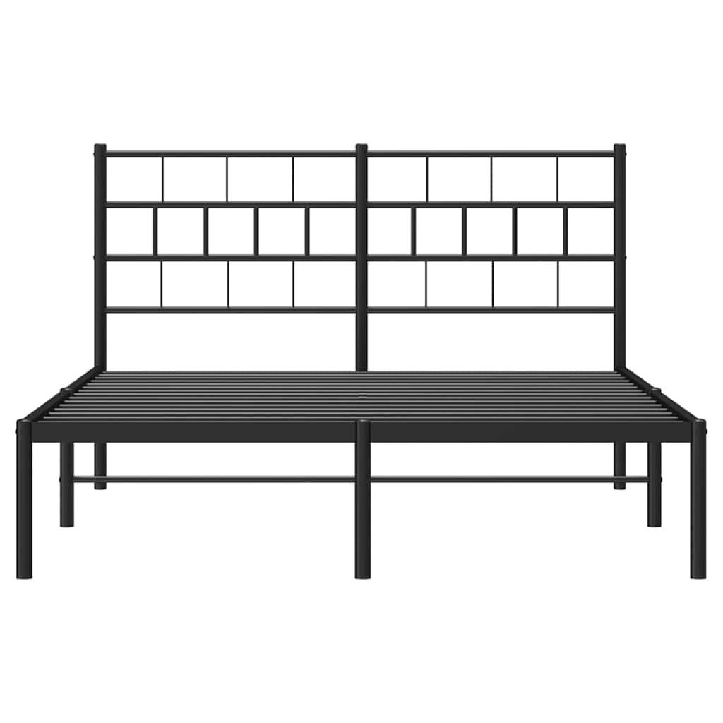 Metal Bed Frame without Mattress with Headboard Black 150x200cm